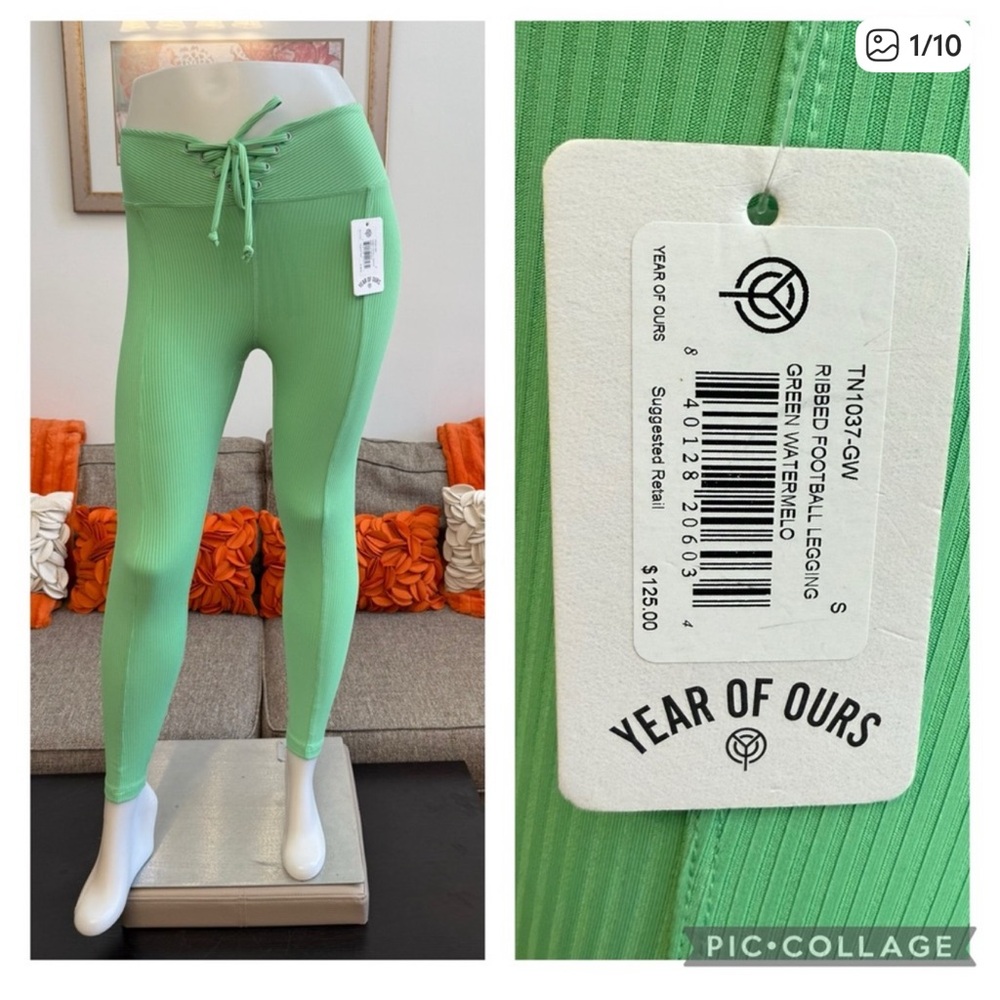 ❣️🆕Year Of Ours Green Watermelon Ribbed Football Leggings❣️